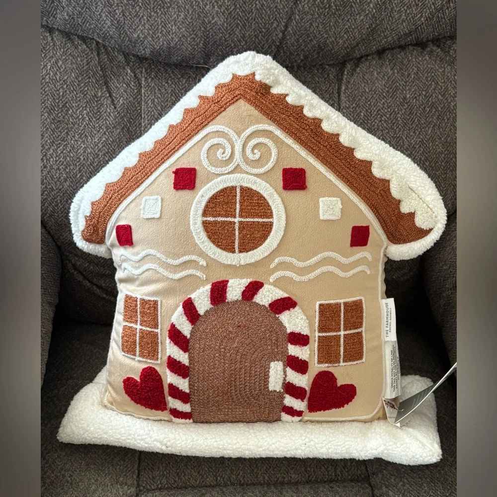 Gingerbread House Holiday Pillow